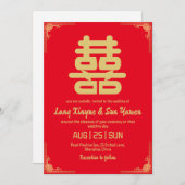 Chinesische Hochzeitsreise mit modernem Gold Einladung (Vorne/Hinten)