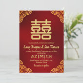 Chinesische Hochzeitsreise mit modernem Gold Einladung (Stehend Vorderseite)