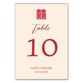 Chinesische Hochzeitsstiftung in Rot-Beige-Tischnu Tischnummer (Rückseite)