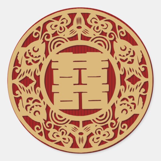 Chinesische Hochzeitsticker Runder Aufkleber (Vorderseite)