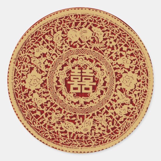 Chinesische Hochzeitsticker Runder Aufkleber (Vorderseite)