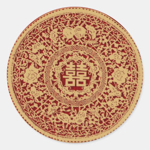 Chinesische Hochzeitsticker Runder Aufkleber