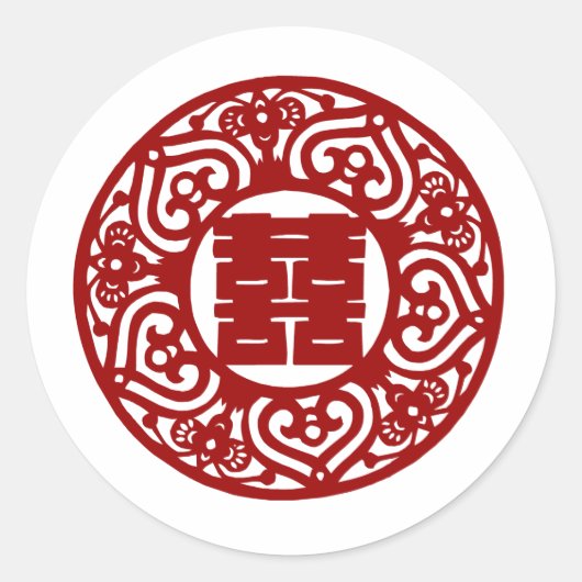 Chinesische Hochzeitsticker Runder Aufkleber (Vorderseite)
