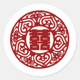 Chinesische Hochzeitsticker Runder Aufkleber
