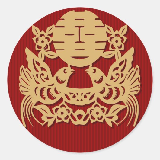Chinesische Hochzeitsticker Runder Aufkleber (Vorderseite)
