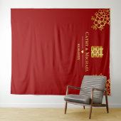 Chinesische Hochzeitszeremonie mit Roter Blüte im Wandteppich (Beispiel (Horizontal))