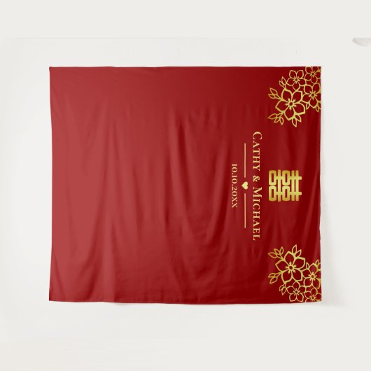 Chinesische Hochzeitszeremonie mit Roter Blüte im Wandteppich (Vorderseite (Horizontal))