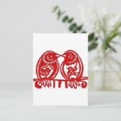 Chinesische Holzschnitzvögel Postkarte (Stehend Vorderseite)