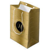 Chinesische Imitat-Goldstreifen-Monogramm Mittlere Geschenktüte (Vorderseite Schrägansicht)