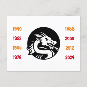 Chinesische Jahre des Drachen 1940 bis 2024 Postkarte