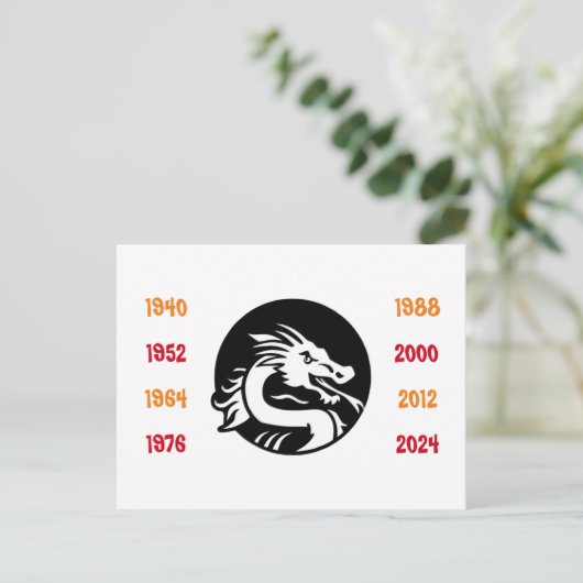 Chinesische Jahre des Drachen 1940 bis 2024 Postkarte (Stehend Vorderseite)