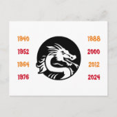 Chinesische Jahre des Drachen 1940 bis 2024 Postkarte (Vorderseite)