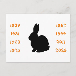 Chinesische Jahre des Kaninchens 1939 bis 2023 Postkarte