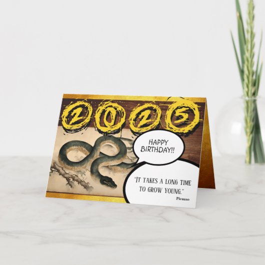 Chinesische Jahresschlange 2025 Zodiac Birthday HG Karte (Vorderseite)