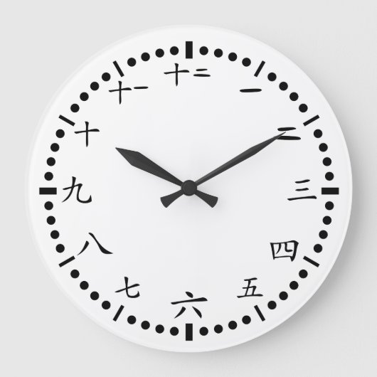 Chinesische japanische Zahlen weißer Hintergrund Große Wanduhr (Vorderseite)