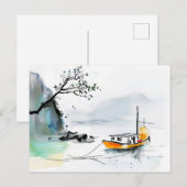 Chinesische Junk-Segelschiffe in ruhigen Gewässern Postkarte (Vorne/Hinten)