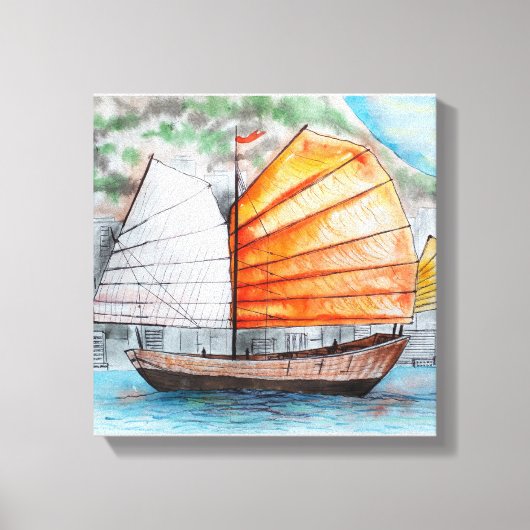 Chinesische Junk Ship Print-Leinwand Leinwanddruck (Vorderseite)