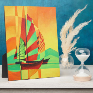 Chinesische Junks segeln in kubistischer Geo Art a Fotoplatte