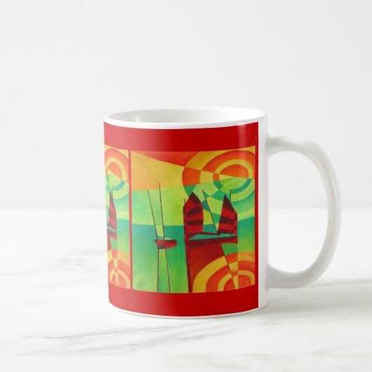 Chinesische Junks über das Wasser der kubistischen Kaffeetasse (Rechts)