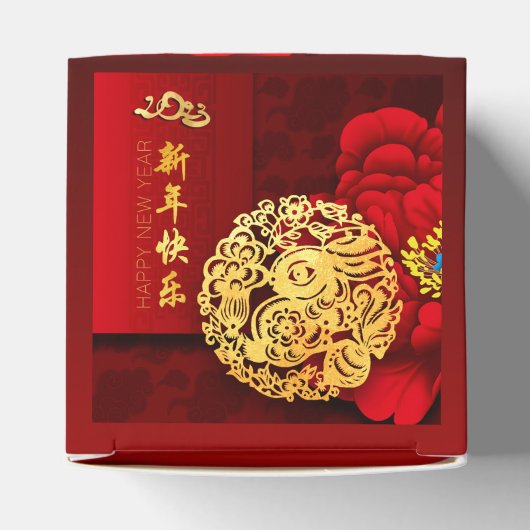 Chinesische Kaninchen-Papier-schneiden Peonies Neu Geschenkschachtel (Oben)