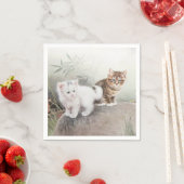 Chinesische Katze Art Two Kittens Serviette (Beispiel)