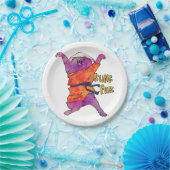 Chinesische Katze - Hintergrundfarbe Pappteller (Party)