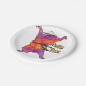 Chinesische Katze - Hintergrundfarbe Pappteller (Schrägansicht)