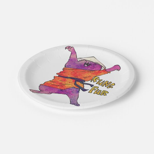 Chinesische Katze - Hintergrundfarbe Pappteller (Schrägansicht)