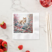 Chinesische Katze in Baumkronen Serviette (Beispiel)