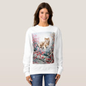 Chinesische Katzen-Kunst im Baum Sweatshirt (Vorne ganz)