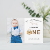 Chinesische Knödel zum ersten Geburtstag Dankeskarte (Stehend Vorderseite)