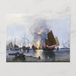 Chinesische Kriegsschiffe zerstören 1843 Postkarte