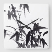 Chinesische Kunst mit Bambusmotiv Quadratische Wanduhr (Vorderseite)