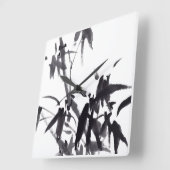 Chinesische Kunst mit Bambusmotiv Quadratische Wanduhr (Winkel)