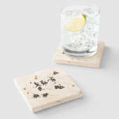 Chinesische Kunst mit Kalligraphie & Hummelnmalere Steinuntersetzer (Seitenansicht)