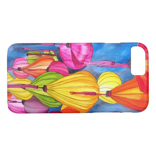 Chinesische Lanterns Aquarellkunst Case-Mate iPhone Hülle (Rückseite (Horizontal))