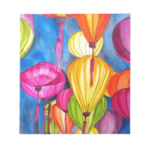 Chinesische Lanterns Aquarellkunst Notizblock