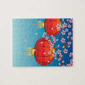 Chinesische Laterne mit Kirschblüte-Niederlassung Puzzle (Horizontal)