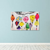 Chinesische Laternen Aquarell Leinwanddruck (Insitu (Holzboden))