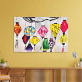 Chinesische Laternen Aquarell Leinwanddruck (Insitu (Wohnzimmer))