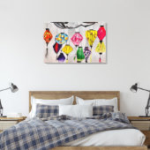 Chinesische Laternen Aquarell Leinwanddruck (Insitu (Schlafzimmer))