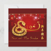 Chinesische Laternen Feuerwerk Schlange Jahr 2025  Save The Date (Rückseite)