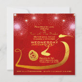 Chinesische Laternen Feuerwerk Schlange Jahr 2025 Save The Date (Vorderseite)