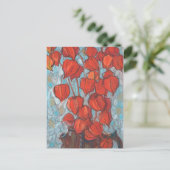 Chinesische Laternen, Physalis Autumn Floral Maler Postkarte (Stehend Vorderseite)