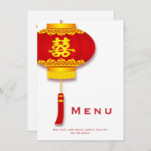 Chinesische Laternen und Hochzeit des doppelten Gl Menükarte (Vorne/Hinten)