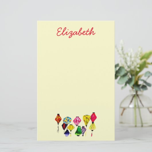 Chinesische Laternenfarbkunst Briefpapier (Stehend Vorderseite)