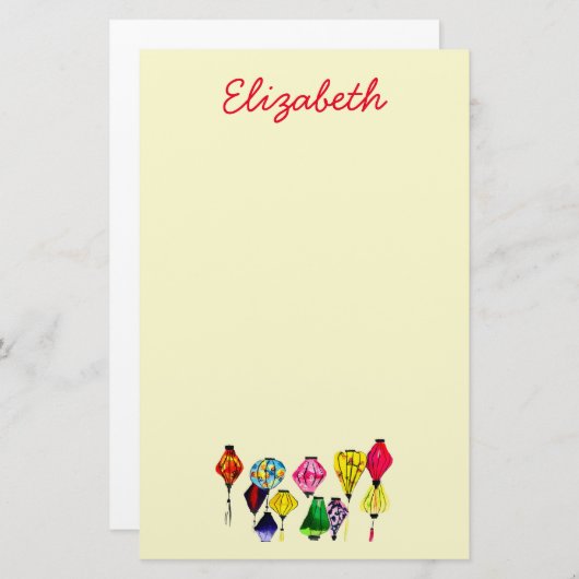 Chinesische Laternenfarbkunst Briefpapier (Vorne/Hinten)