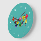 Chinesische Laternenfarbkunst Große Wanduhr (Winkel)