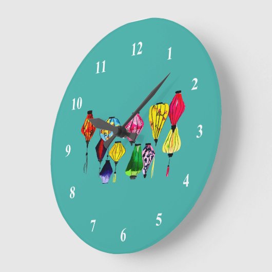 Chinesische Laternenfarbkunst Große Wanduhr (Winkel)