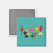 Chinesische Laternenfarbkunst Magnet (Vorderseite/Rückseite)